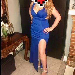Long royal blue dress with slit